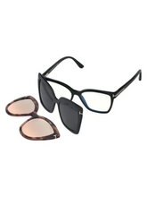 Load image into Gallery viewer, Tom Ford 53MM Blue Block Square Convertible Clip Sunglasses
