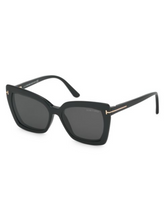 Load image into Gallery viewer, Tom Ford 53MM Blue Block Square Convertible Clip Sunglasses
