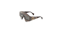 Load image into Gallery viewer, Gucci Fashion Show Dark Havana &amp; Crystal Mask Sunglasses/99MM
